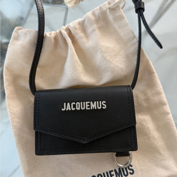 Jacquemus Handbags - Jacquemus Black Mini Leather Crossbody with Silver Logo